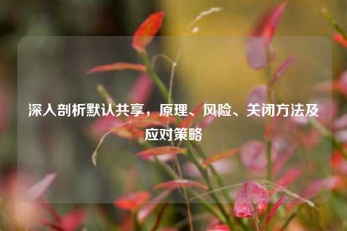 深入剖析默认共享,原理、风险、关闭 及应对策略