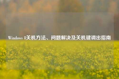 Windows 8关机 、问题解决及关机键调出指南
