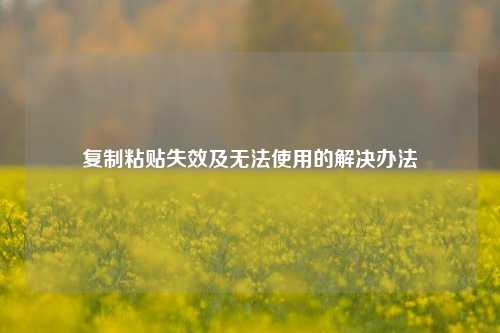复制粘贴失效及无法使用的解决办法